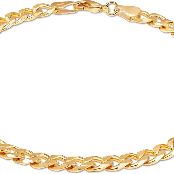 Gold Plated Curb Link Anklet 10 Inches Women Jewelry Brass Cubic Zirconia